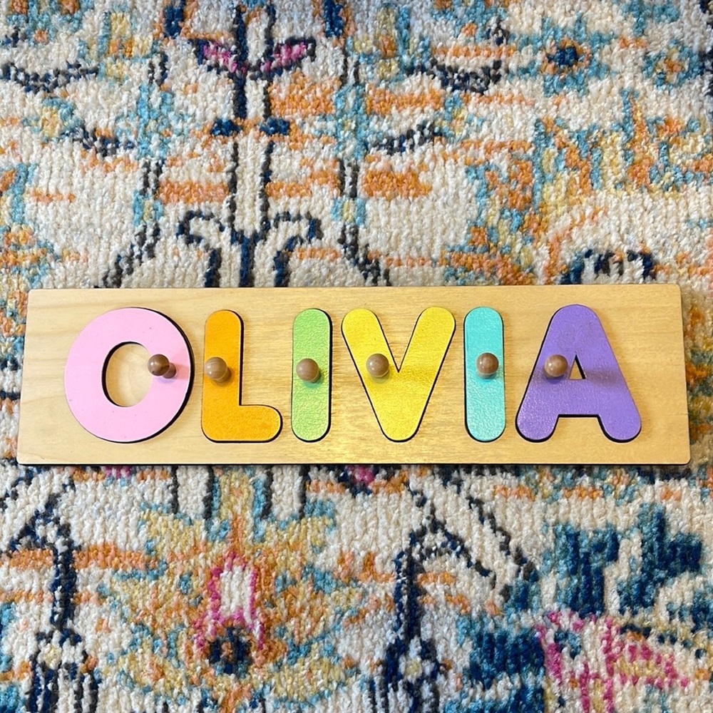 Handmade puzzle from Etsy 🧩 for child named “Olivia”